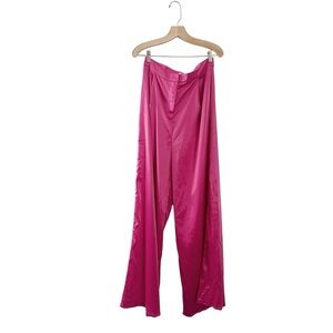 L'Atiste By Amy Wide Leg Satin Hot Pink Pants